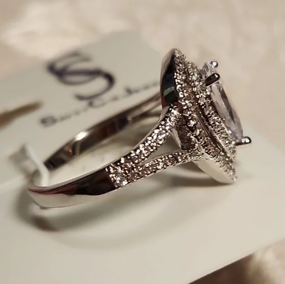 Savvy Cie Jewels Rhodium-Plated Teardrop Ring, Size 7 - Picture 11 of 14